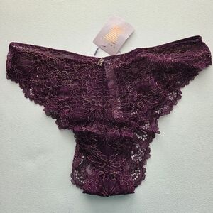Savage X Fenty Rihanna Romantic Corded Lace Panties Burgundy Plus Size 1X